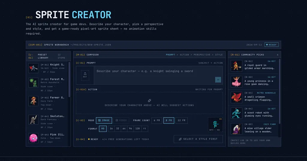 Sprite Creator – AI Powered Sprite Sheet Maker – SpriteGen