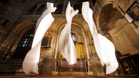 Fung+Bedford folds origami lighting from eight-metre-long sheet