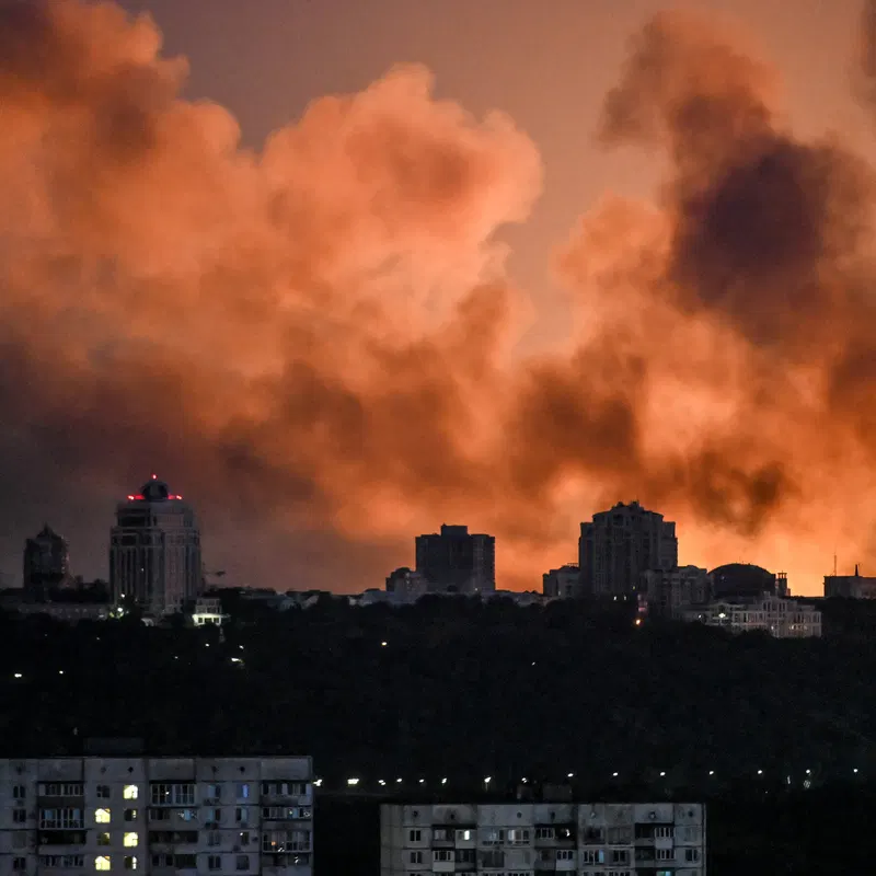 Kyiv, Ukraine, Hit in Russian Missile Attack
