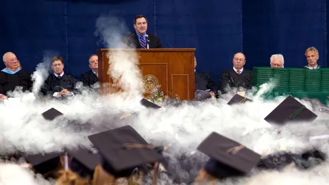 Commencement Speaker Addresses Impenetrable Cloud Of Vape Smoke