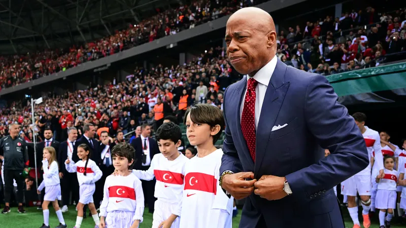 Eric Adams Among Lineup Of Children Escorting Turkey Players Onto Pitch