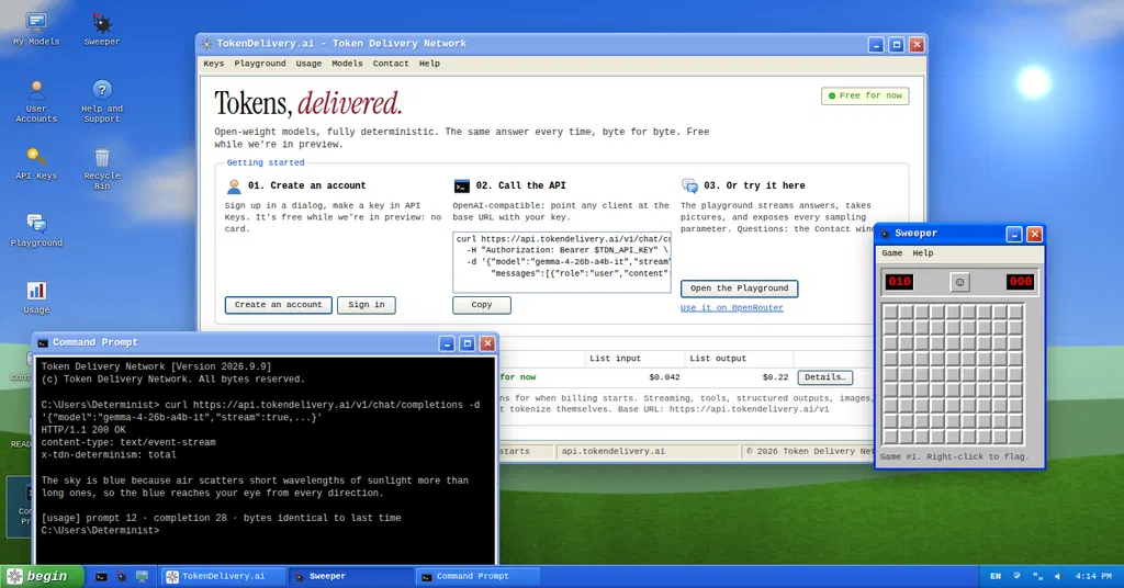 Show HN: Determinstic LLM inference for lowest price Gemma 4, with Windows XP