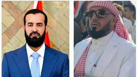 الشيخ محمد عبدالله باهرمز يهنئ الدكتور الرباش بمناسبة تعيينه قائداً لمحور أبين وترقيته إلى رتبة لواء