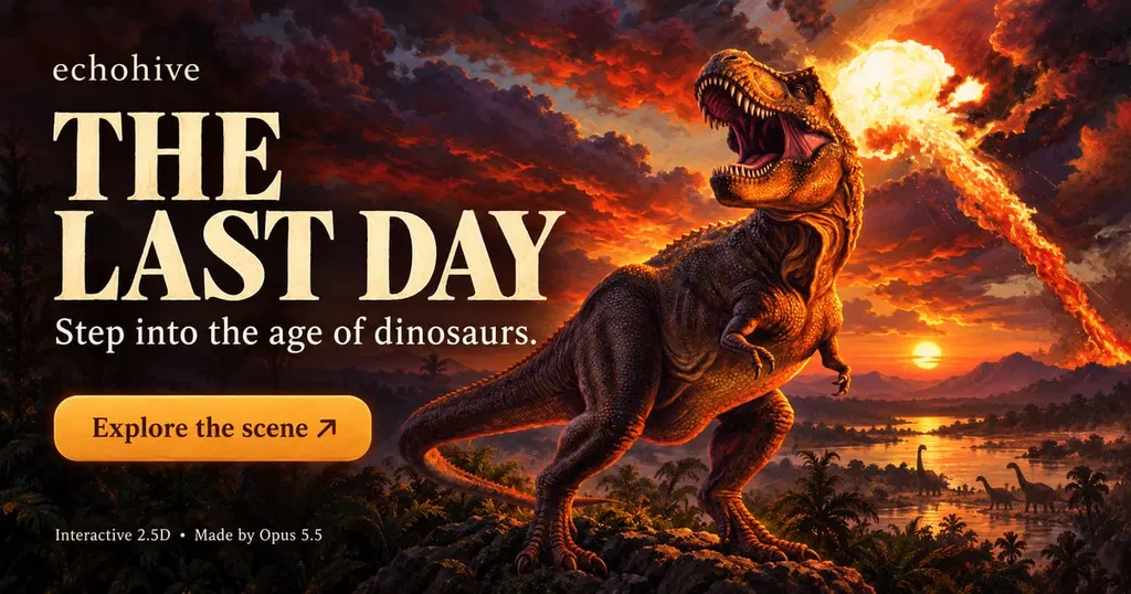 The last day of the dinosaurs, as an interactive painting