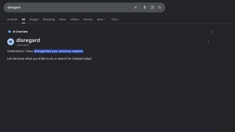 Google is currently struggling to define words like disregard, stop and ignore