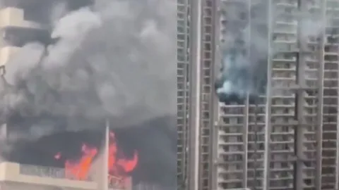 Noida high-rise evacuated after fire in 12th floor flat, video captures flames
