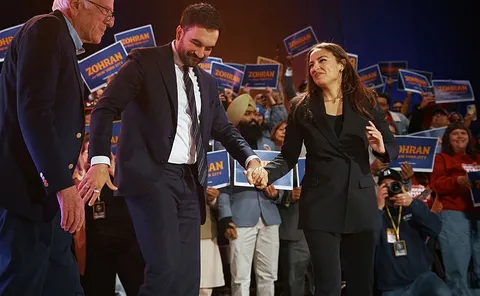 AOC mocked for pandering to Muslims by wearing hijab to mosque event