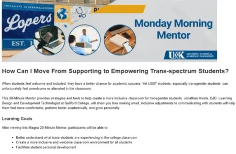 University of Nebraska at Kearney cancels faculty transgender training after backlash